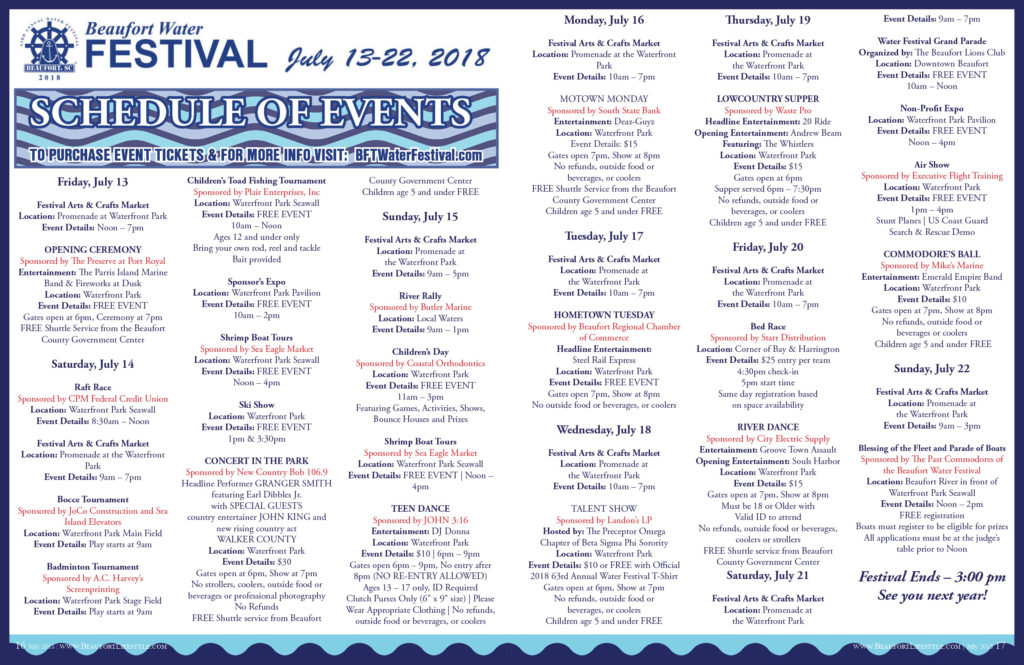 Water Festival Schedule Beaufort Lifestyle