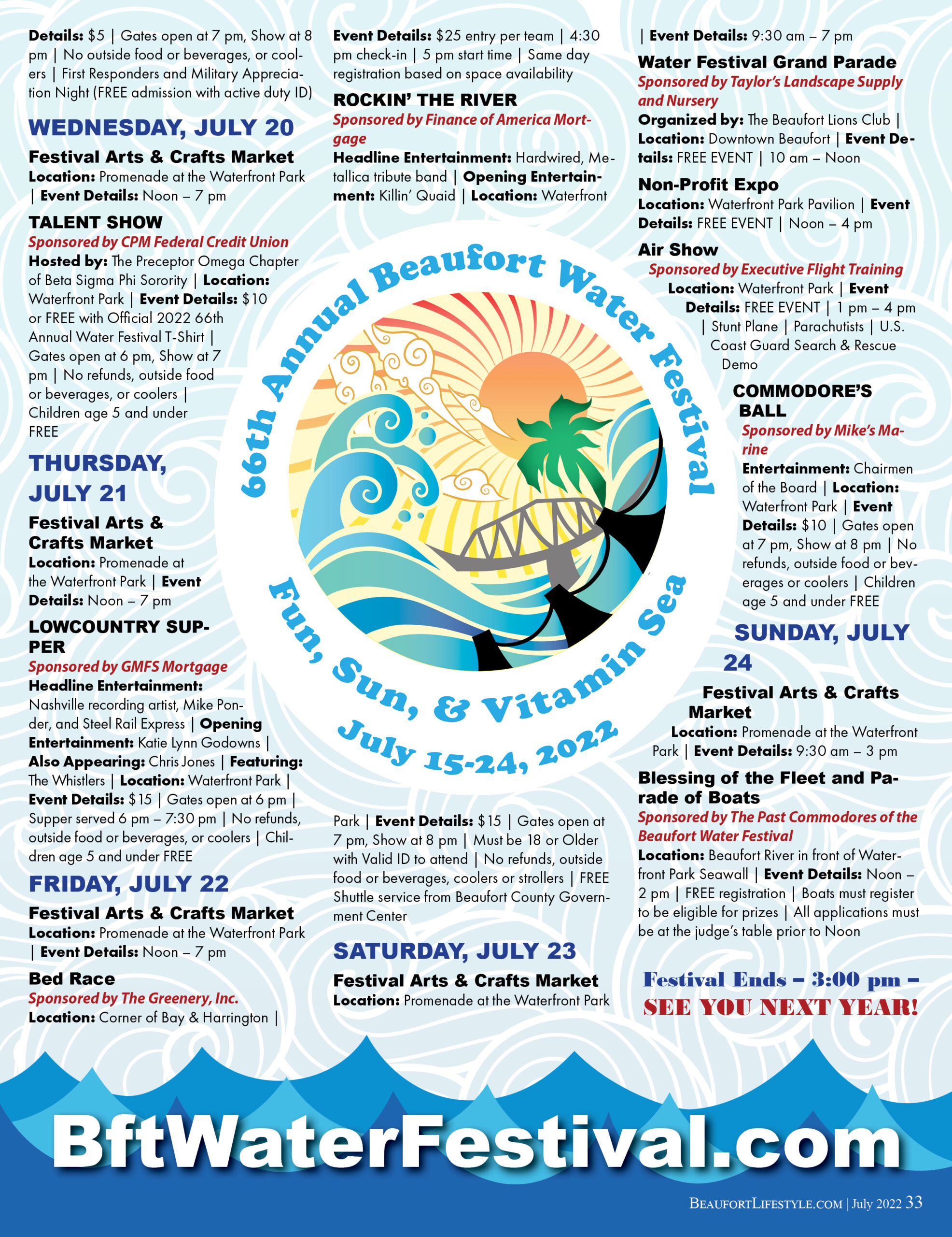 66th ANNUAL BEAUFORT WATER FESTIVAL SCHEDULE Beaufort Lifestyle