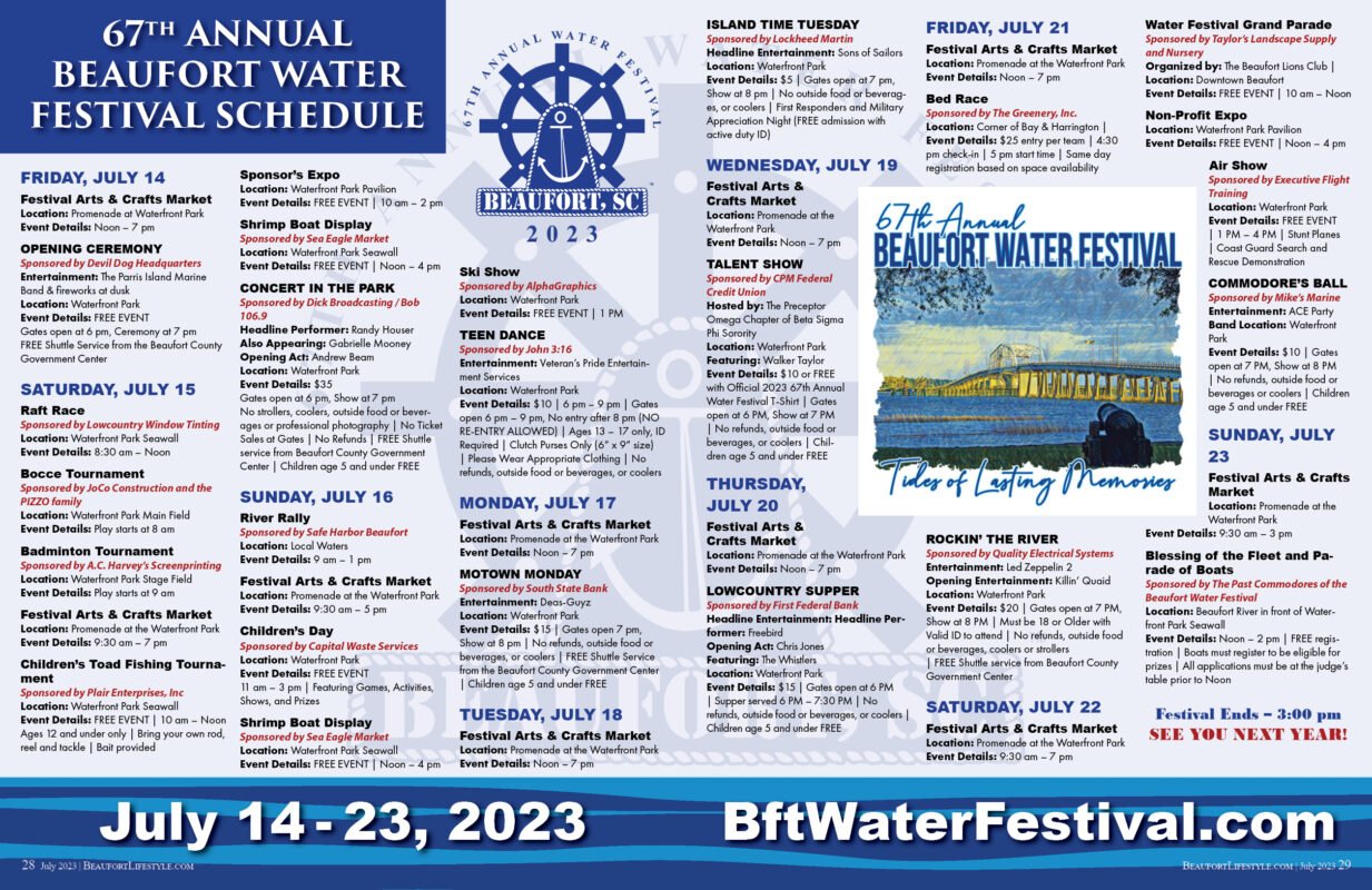 67th ANNUAL BEAUFORT WATER FESTIVAL SCHEDULE Beaufort Lifestyle